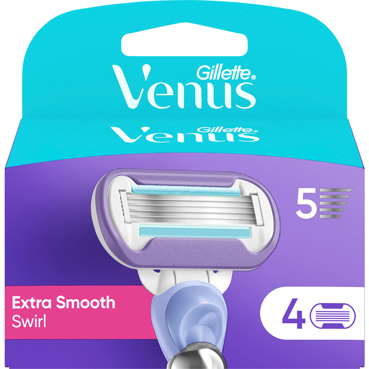 Gillette Venus Scheermesjes, Extra Smooth Swirl, 4 St
