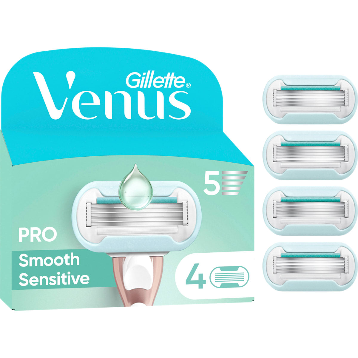 Gillette Venus Scheermesjes, Pro Smooth Sensitive, 4 St