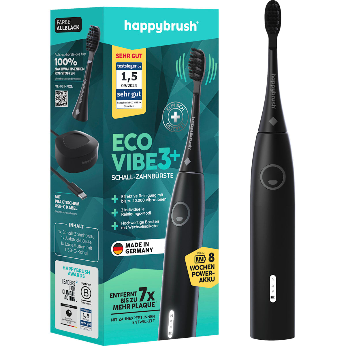 happybrush Schallzahnbürste Eco Vibe 3+, 1 St