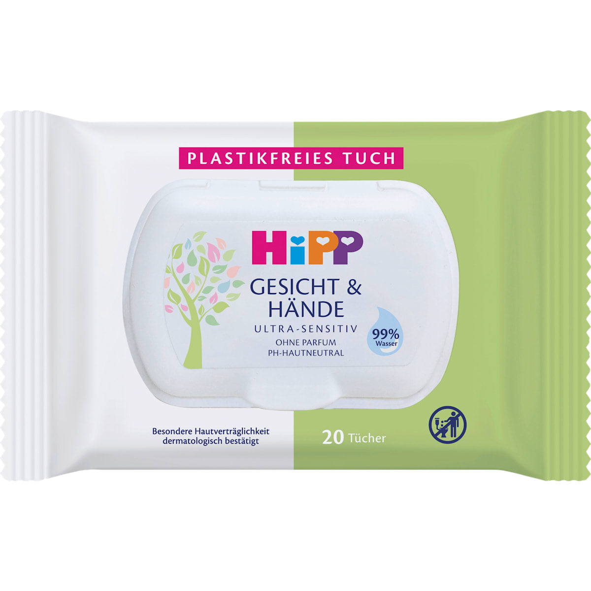 HiPP Babysanft Billendoekjes Gesicht & Handen Doekjes, Reisformaat, 20 St