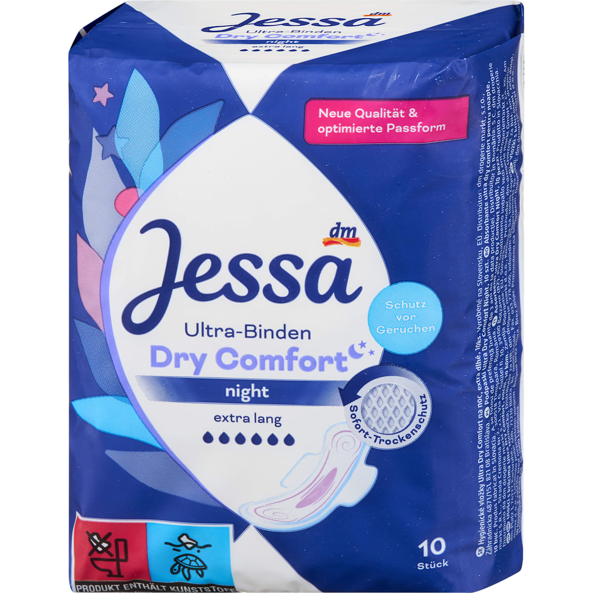 Jessa Ultra Maandverband Dry Comfort Night, 10 St
