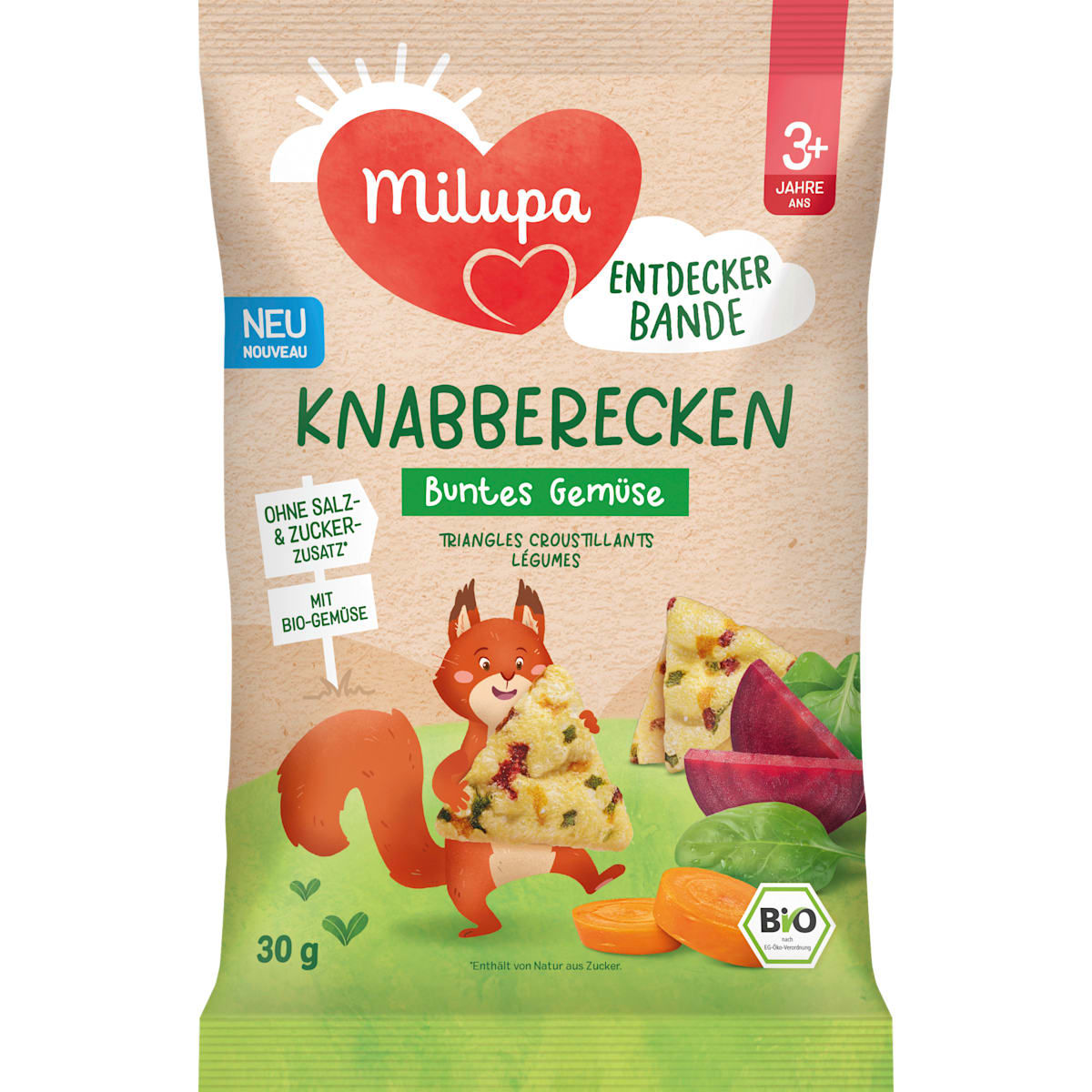 Milupa Kindersnack Knabbelhoekjes bonte Groente vanaf 3+ jaar, 30 g
