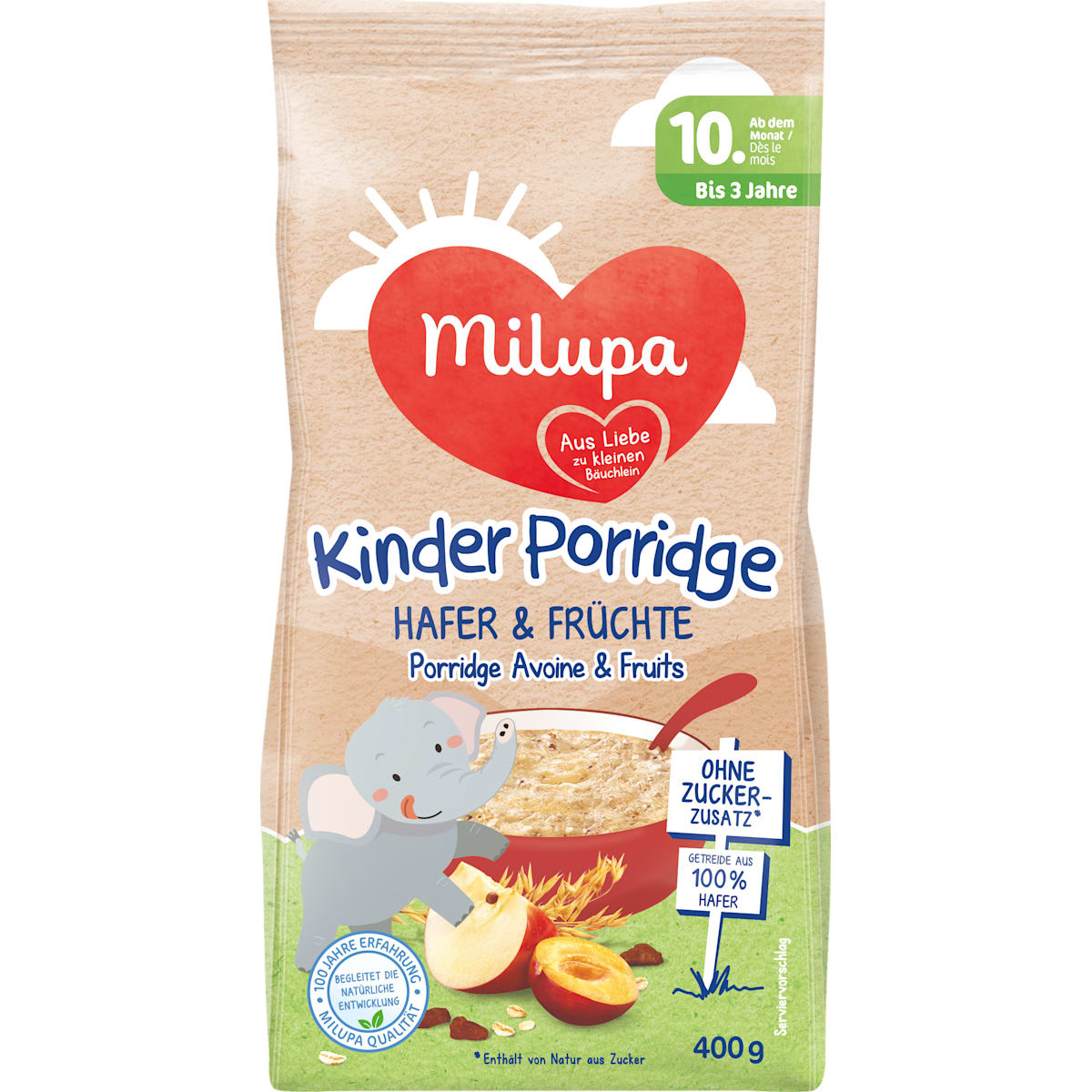 Milupa Porridge Kinder Haver & Vruchten vanaf 10 maanden, 400 g