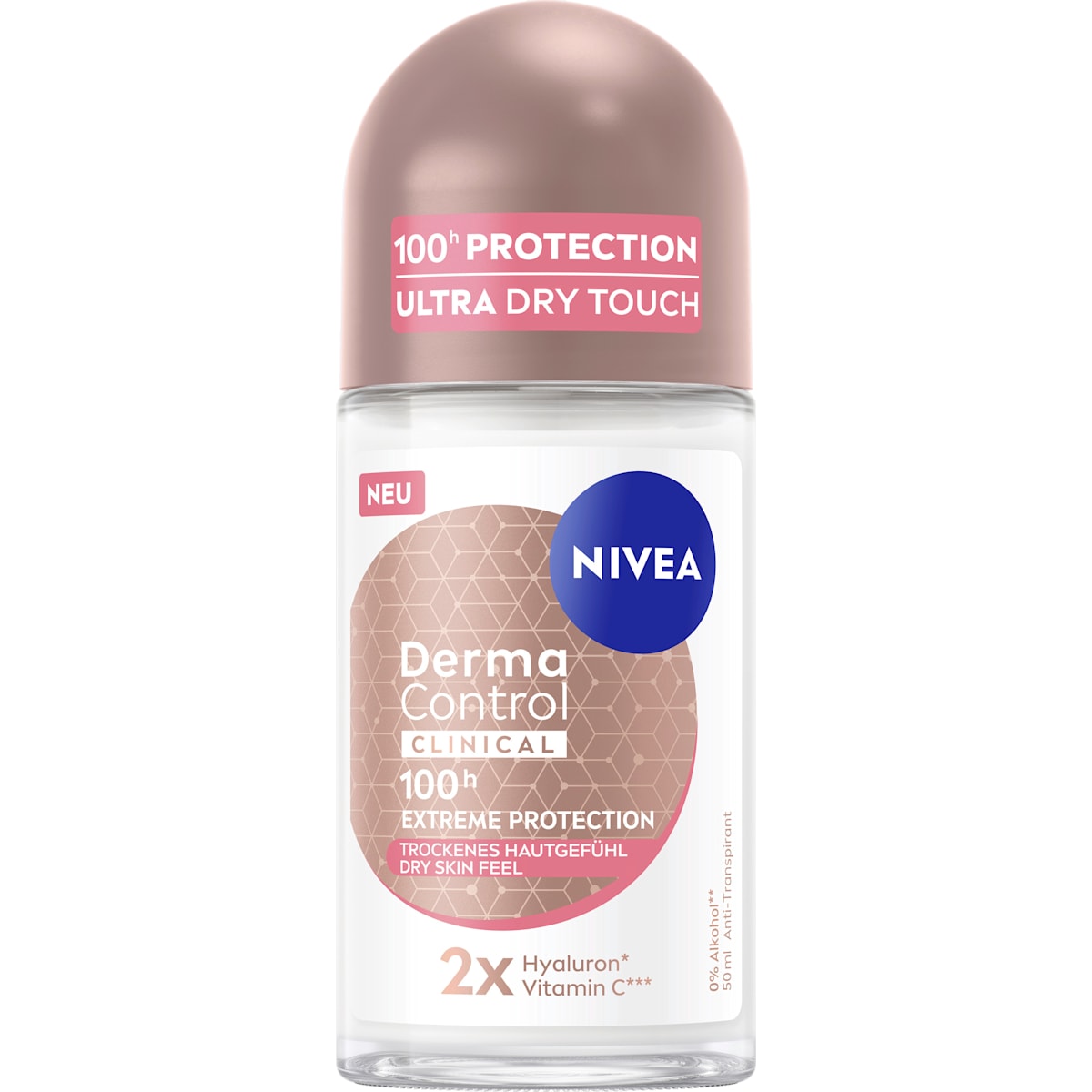 NIVEA Antitranspirant Deo Roll-on Derma Control Clinical Trockenes Hautgefühl, 50 ml