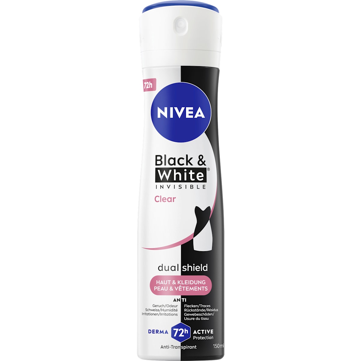 NIVEA Antitranspirant Deospray Black & White Invisible Clear, 150 ml