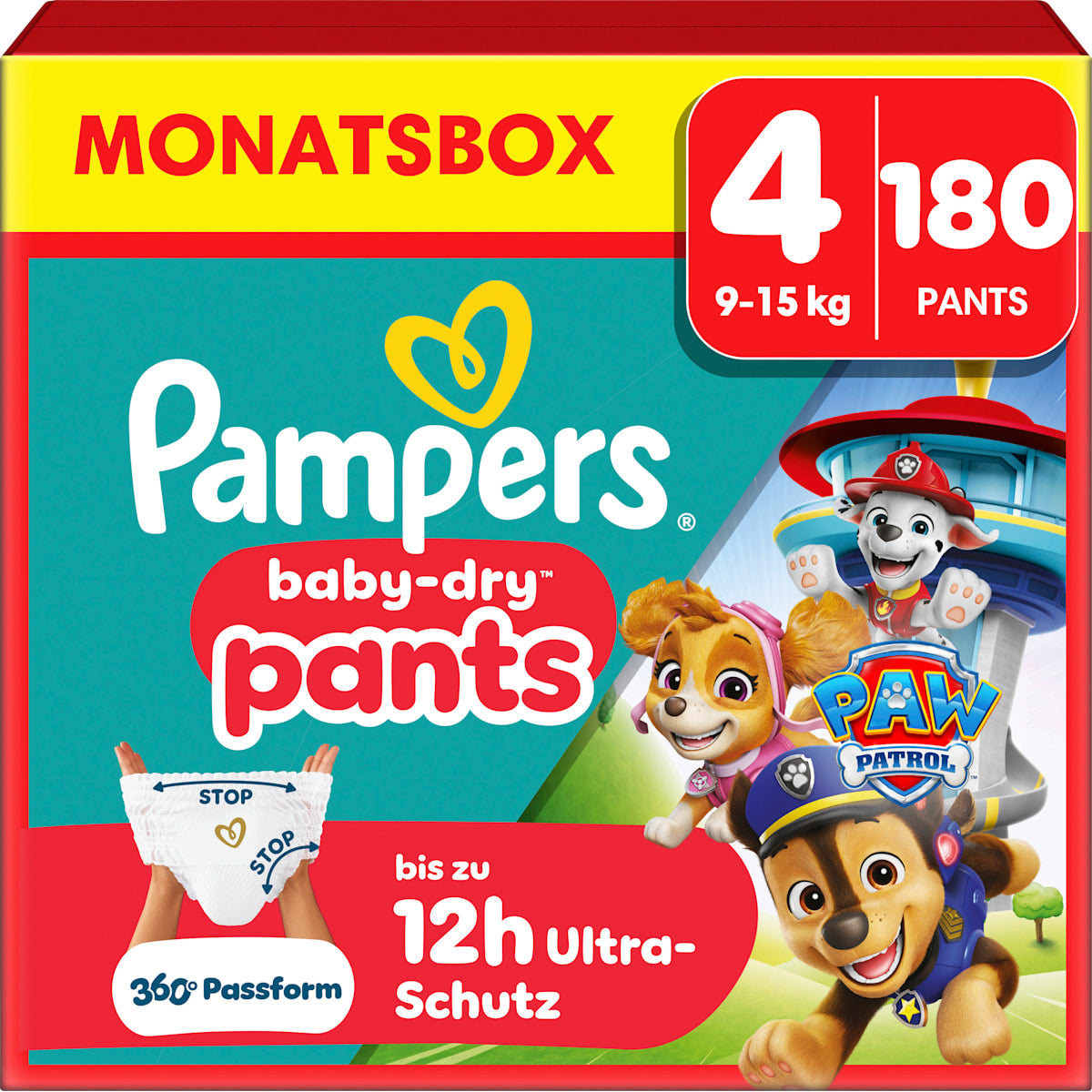 Pampers baby-dry Baby Pants Maat 4 Maxi (9-15 kg) Limited Edition Paw Patrol Monatsbox, 180 St
