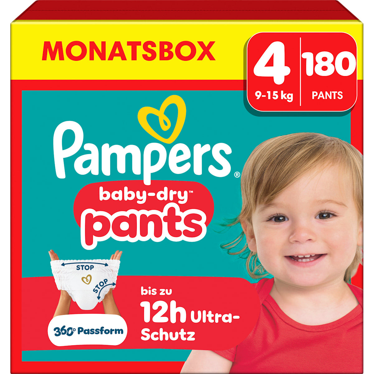 Pampers baby-dry Baby Pants Maat 4 Maxi (9-15 kg) Monatsbox, 180 St