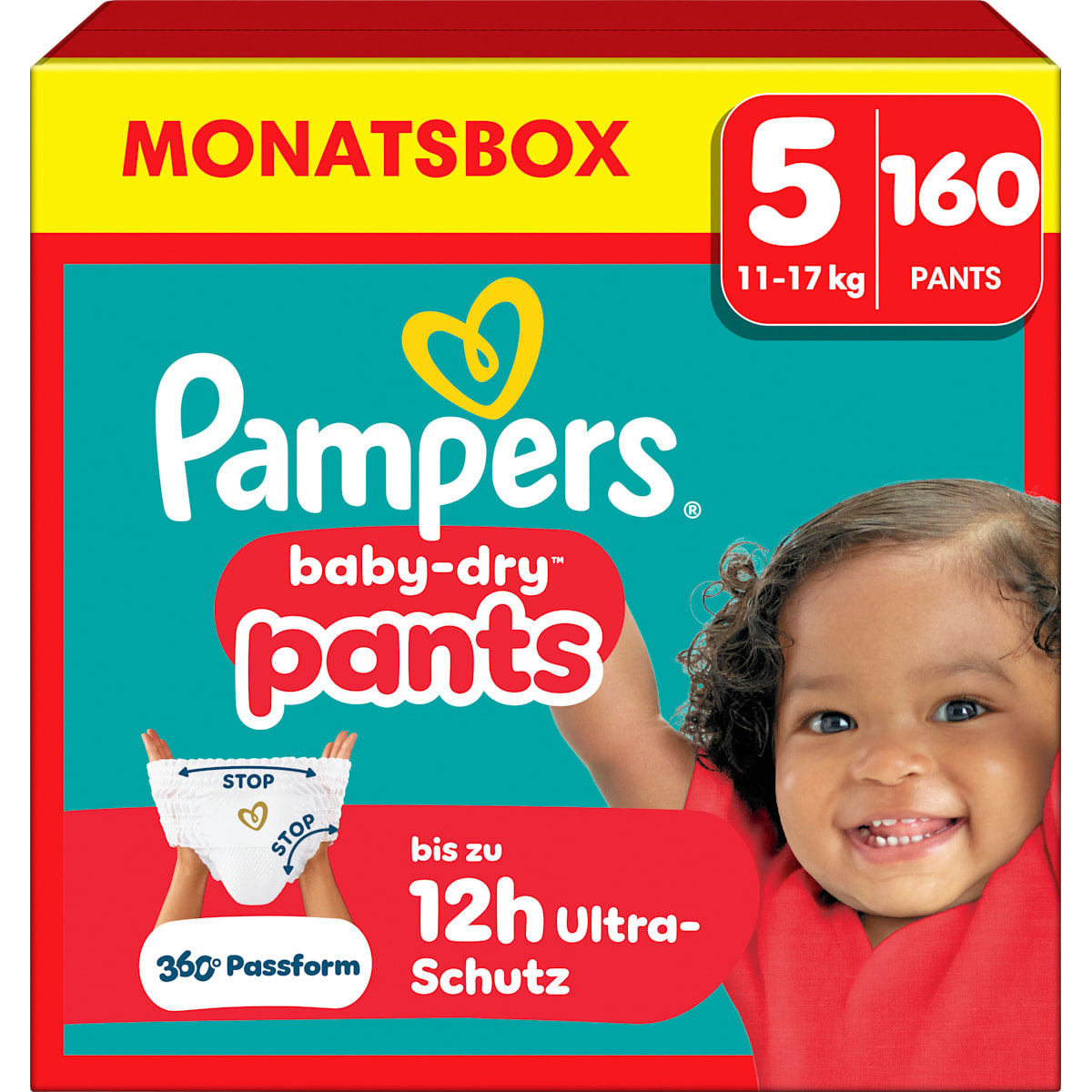 Pampers baby-dry Baby Pants Maat 5 Junior (11-17 kg) Monatsbox, 160 St