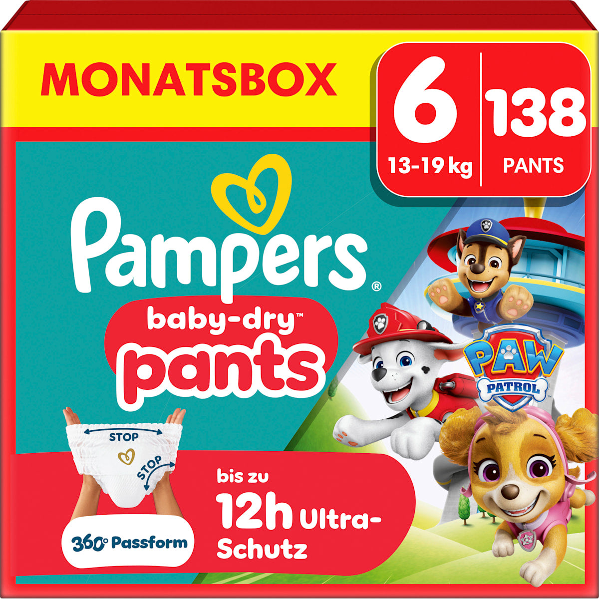 Pampers baby-dry Baby Pants Maat 6 Extra Large (13-19 kg) Limited Edition Paw Patrol Monatsbox, 138 St