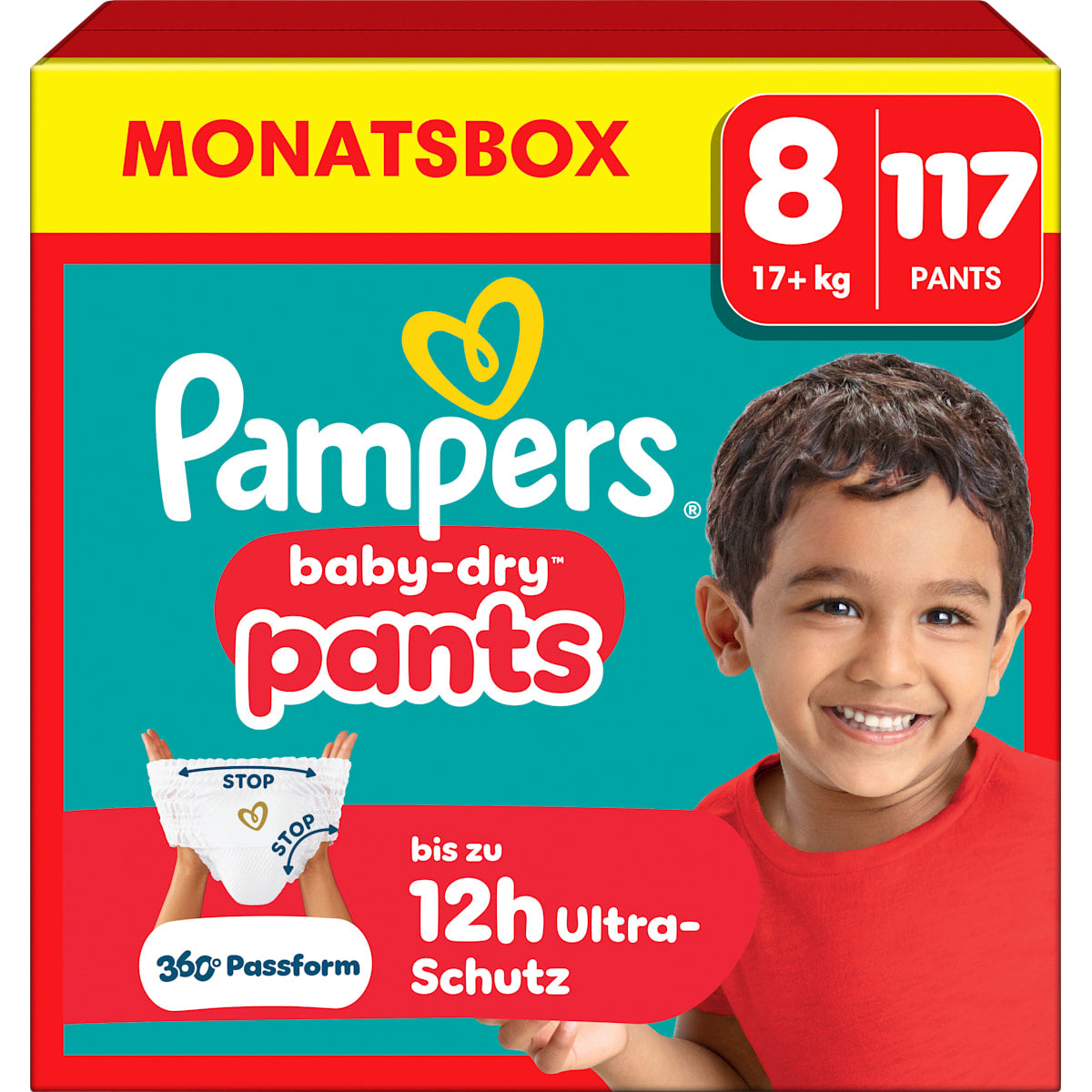 Pampers baby-dry Baby Pants Maat 8 Extra Large (17+ kg) Monatsbox, 117 St