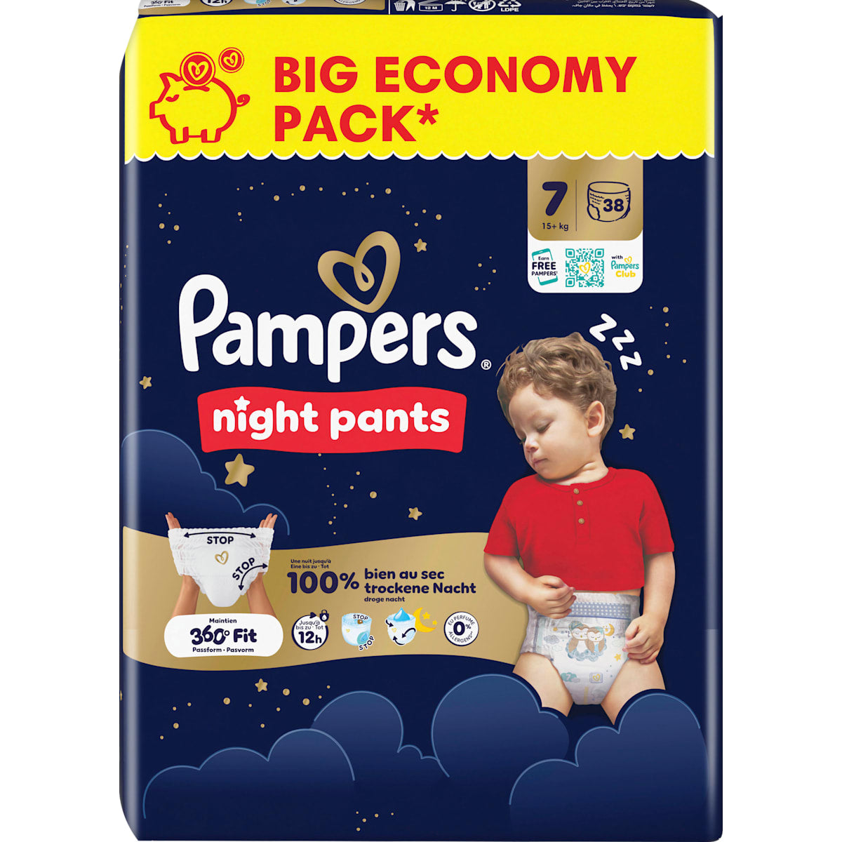 Pampers baby-dry Baby Pants Night Maat 7 (15+ kg) Big Pack, 38 St