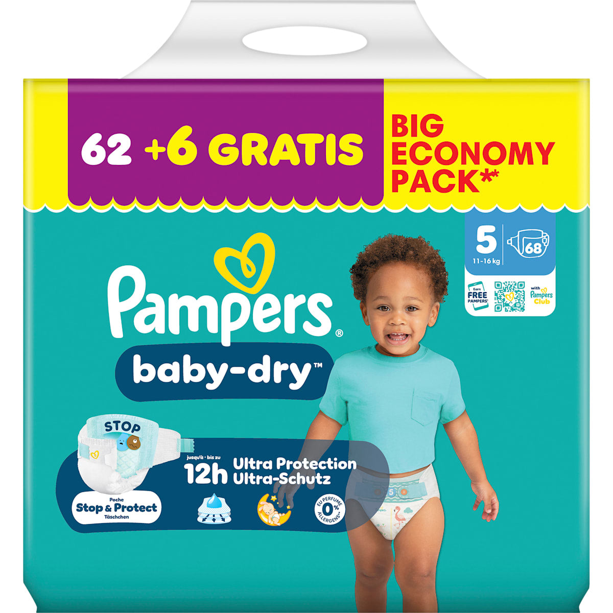 Pampers baby-dry Luiers baby-dry Maat 5 (11-16 kg) Big Economy Pack, 68 St