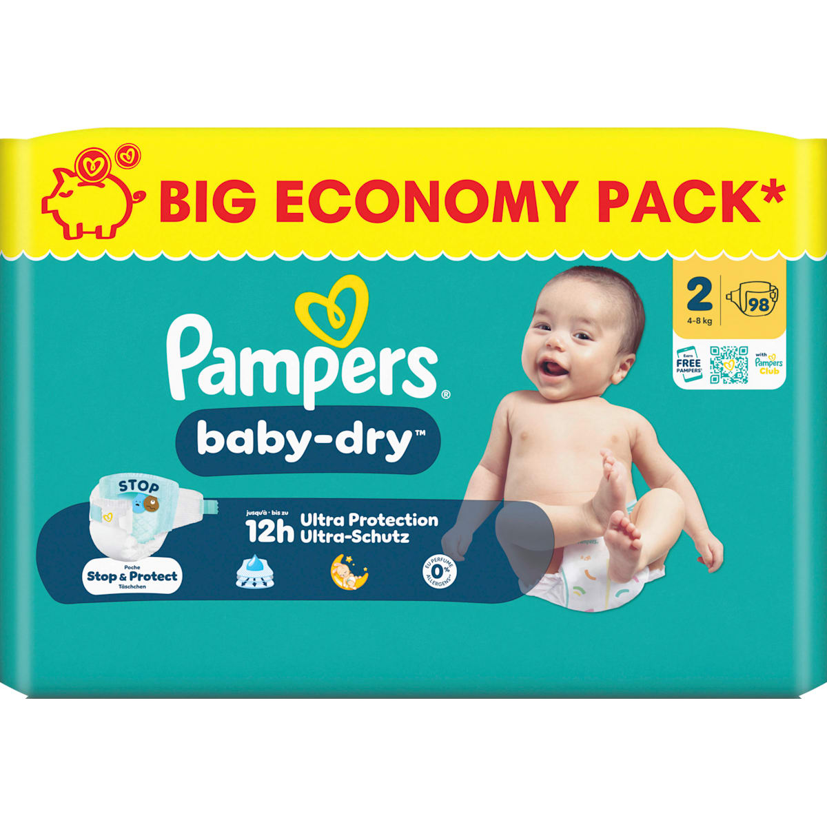 Pampers baby-dry Luiers Maat 2 (4-8 kg) Big Pack, 98 St