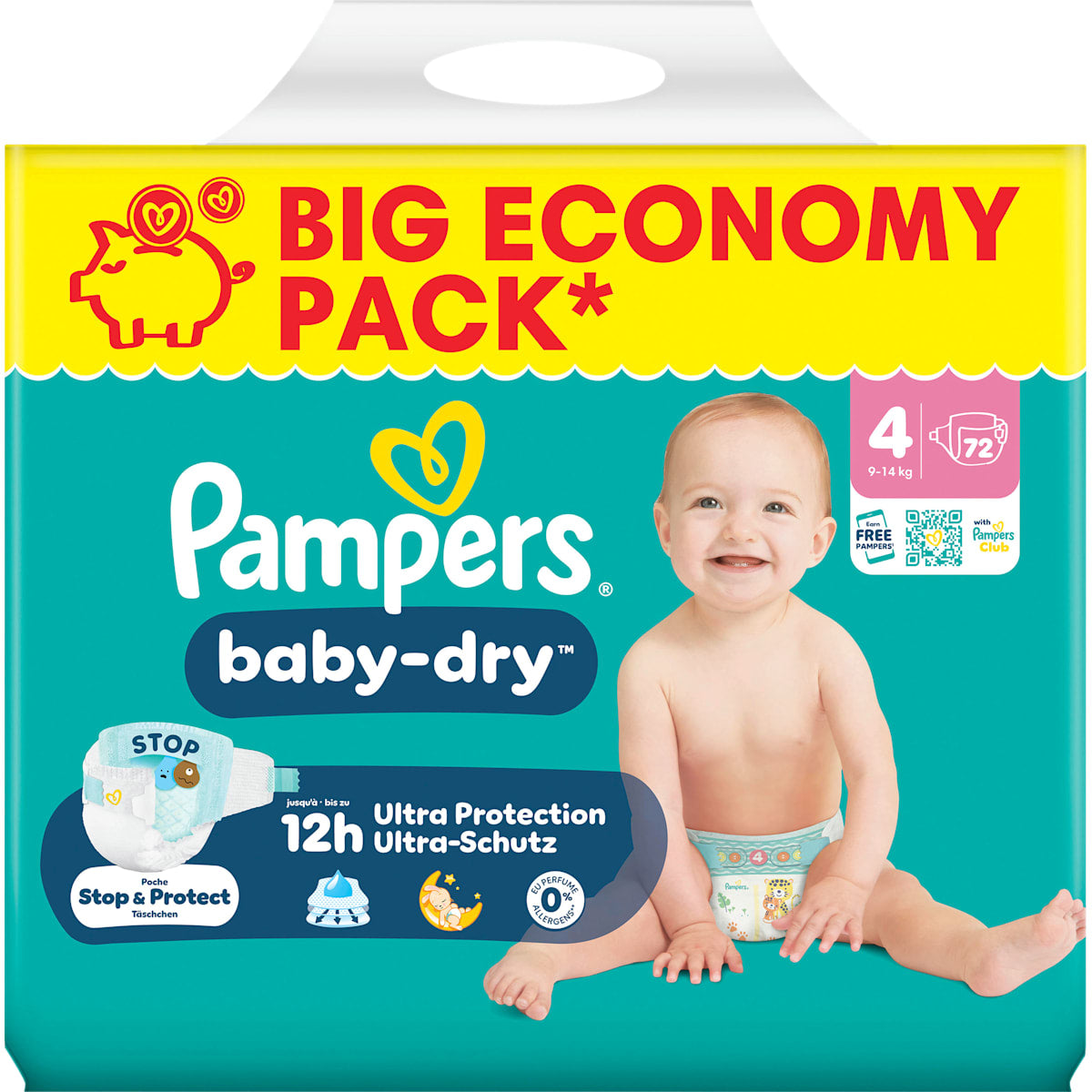 Pampers baby-dry Luiers Maat 4 (9-14 kg) Big Pack, 72 St