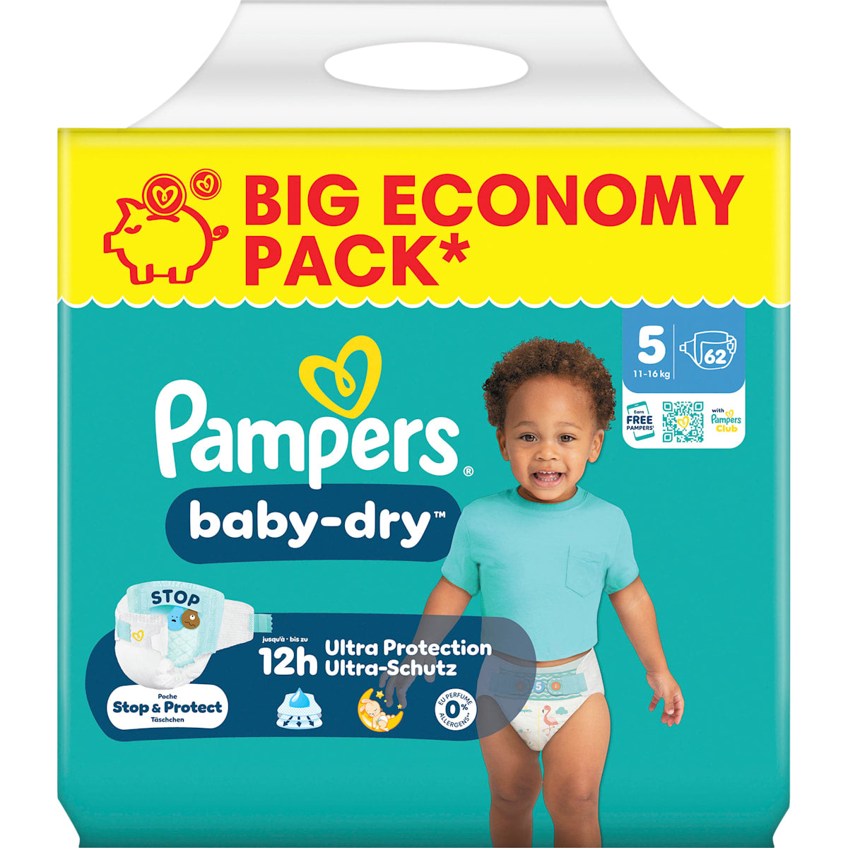Pampers baby-dry Luiers Maat 5 (11-16 kg) Big Pack, 62 St