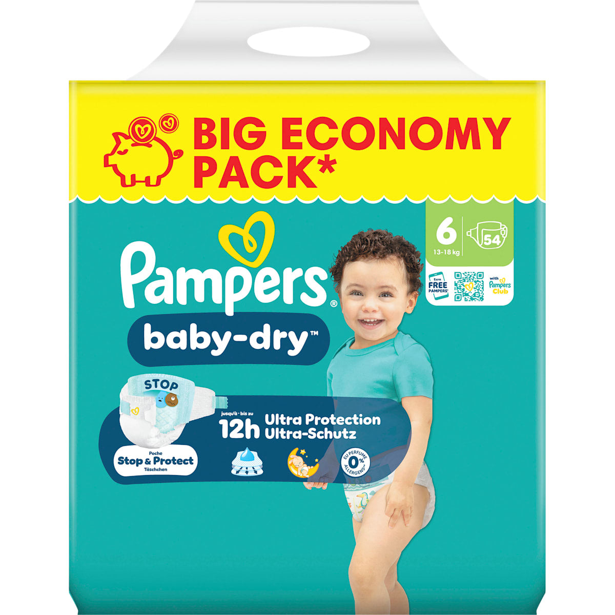 Pampers baby-dry Luiers Maat 6 XL (13-18 kg) Big Pack, 54 St