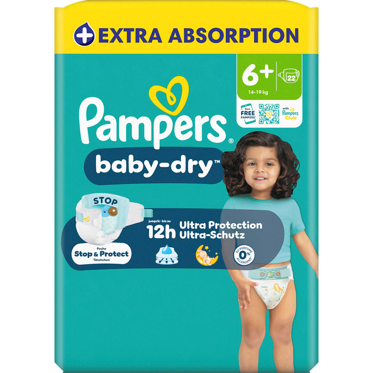 Pampers baby-dry Luiers Maat 6+ XL (14-19 kg), 22 St