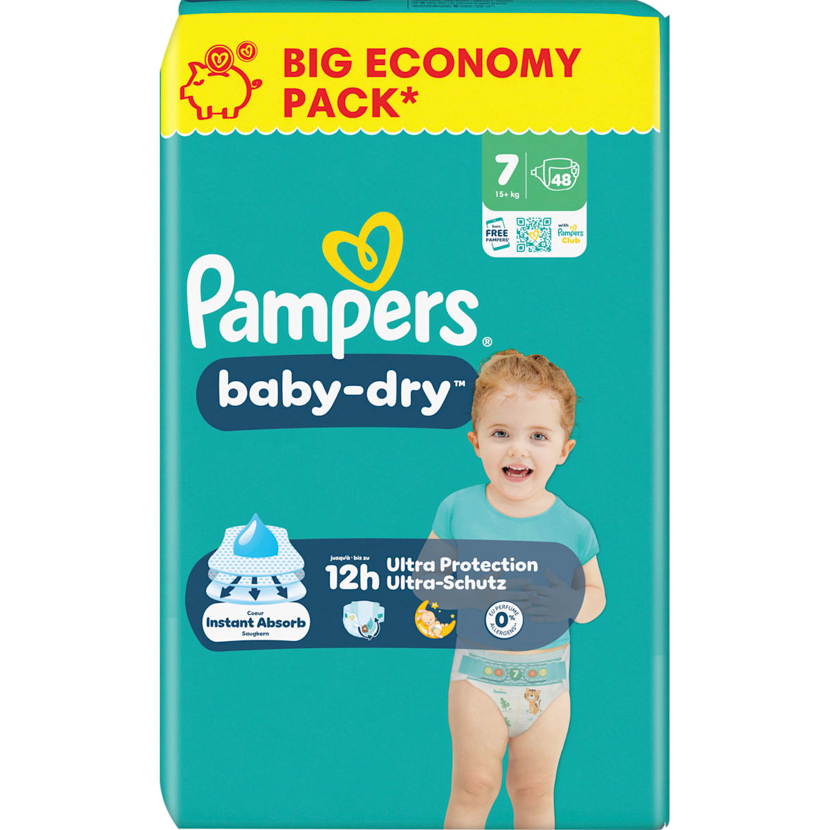 Pampers baby-dry Luiers Maat 7 XL (15+ kg) Big Pack, 48 St
