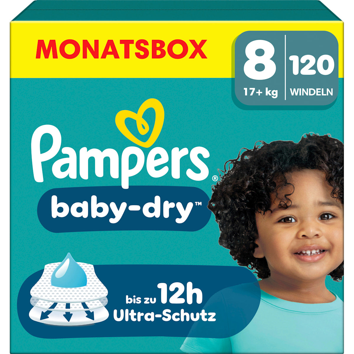 Pampers baby-dry Luiers Maat 8 Extra Large (17+ kg) Monatsbox, 120 St