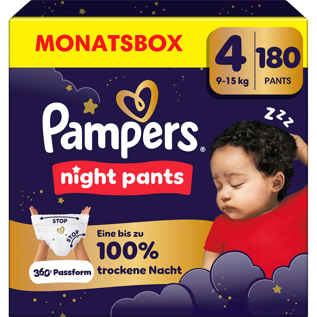 Pampers night pants Baby Pants Night Maat 4 (9-15 kg) Monatsbox, 180 St