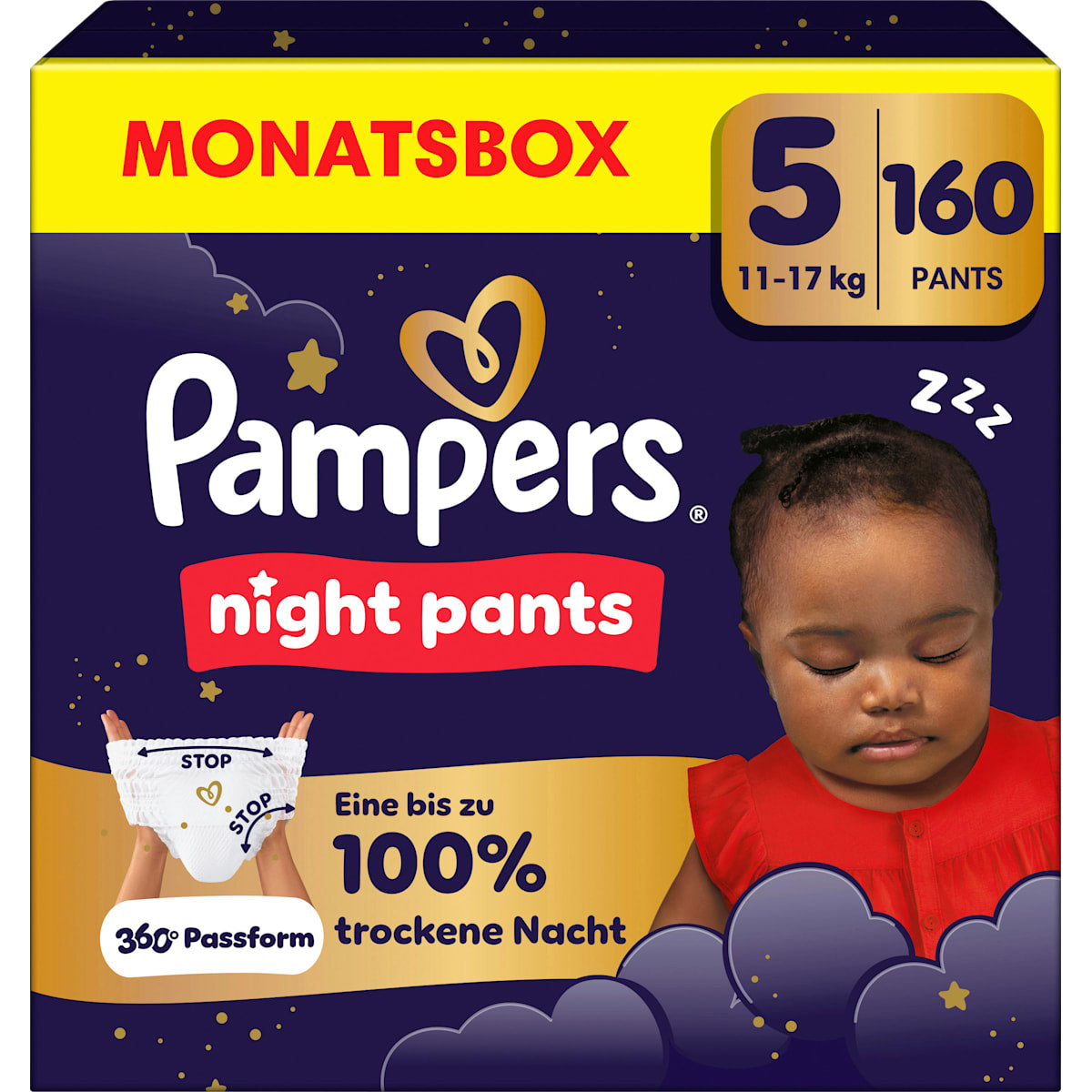 Pampers night pants Baby Pants Night Maat 5 (12-17 kg) Monatsbox, 160 St