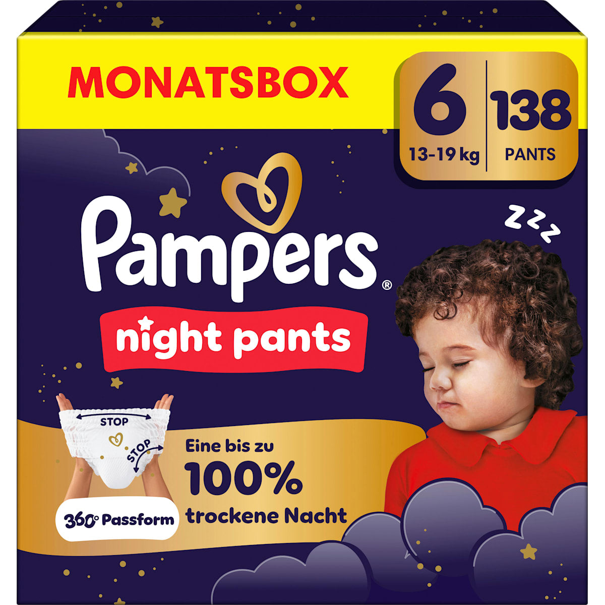 Pampers night pants Baby Pants Night Maat 6 (13+ kg) Monatsbox, 138 St