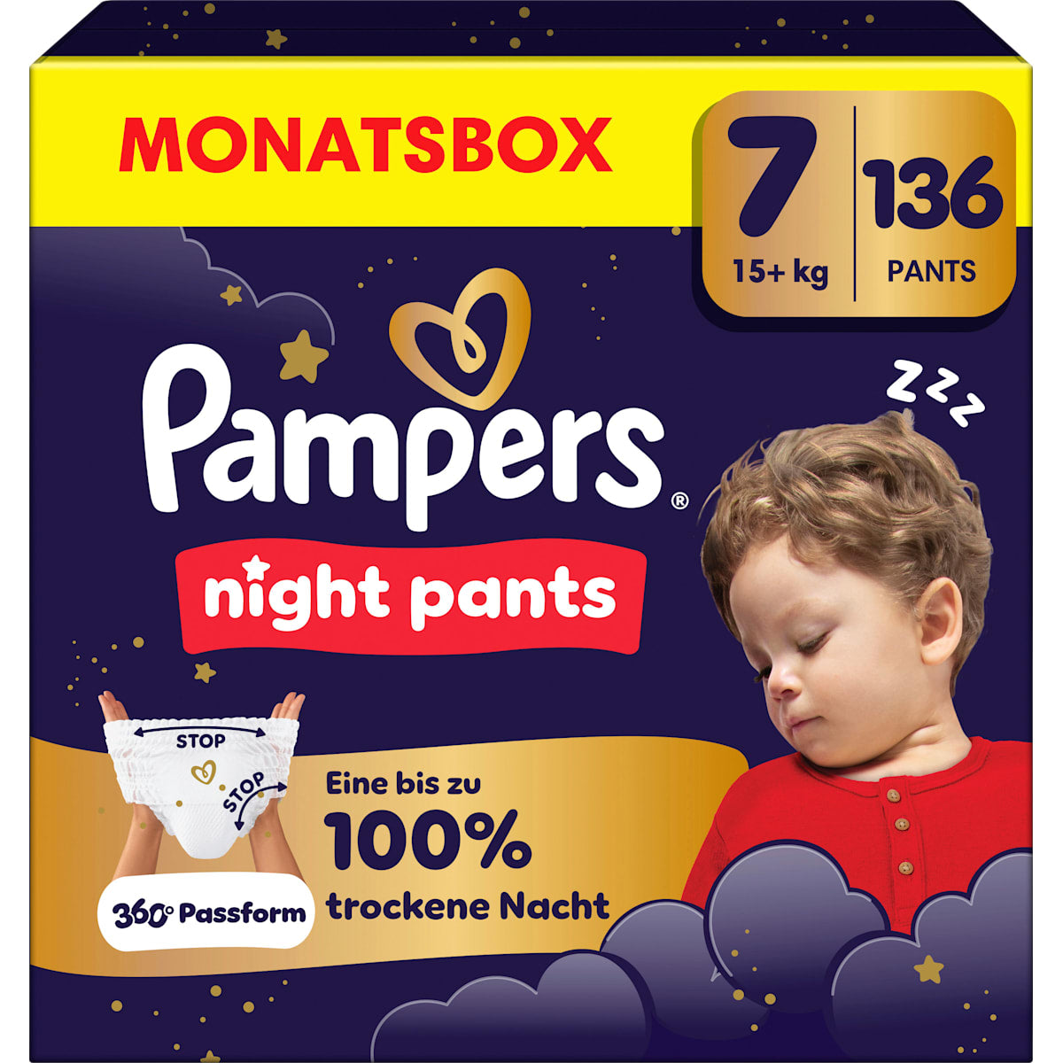 Pampers night pants Baby Pants night Maat 7 (15+ kg) Monatsbox, 136 St
