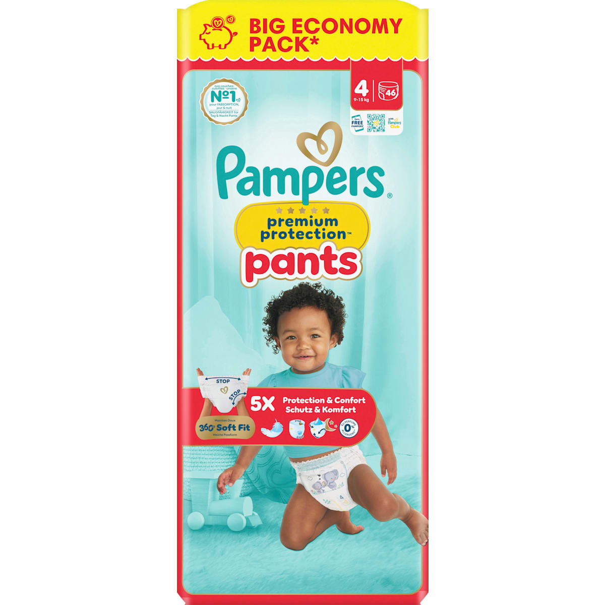 Pampers premium protection Baby Pants Maat 4 (9-15 kg) Big Pack, 46 St