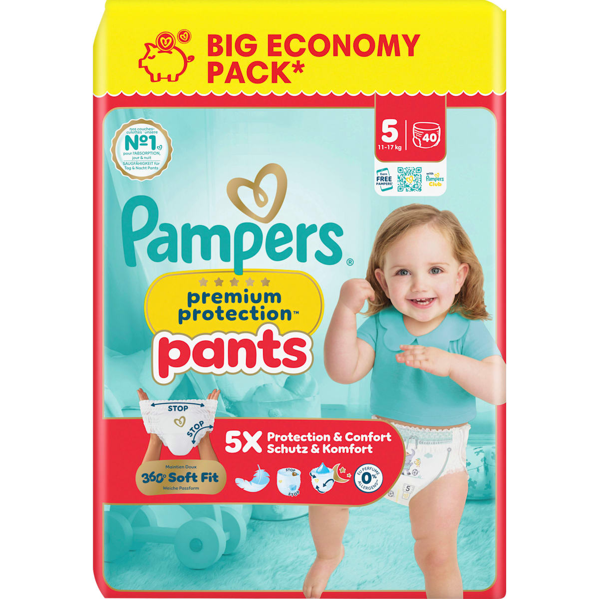 Pampers premium protection Baby Pants Maat 5 (11-17 kg) Big Pack, 40 St