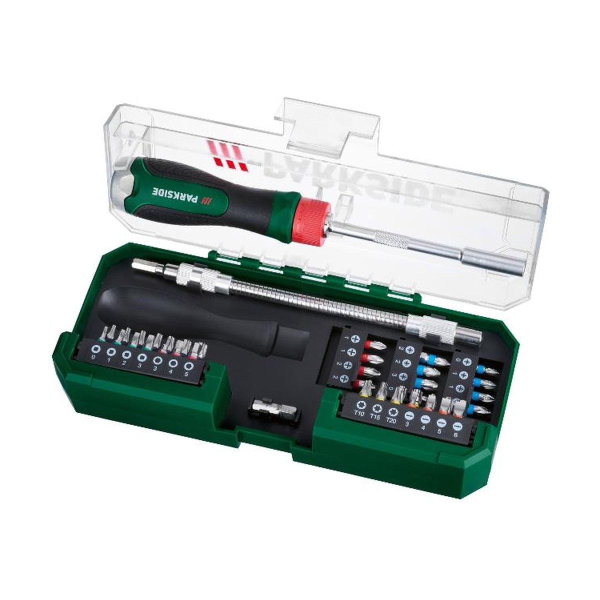 PARKSIDE® Ratels-Schroevendraaier Bit-Set, in praktische Kunststof box