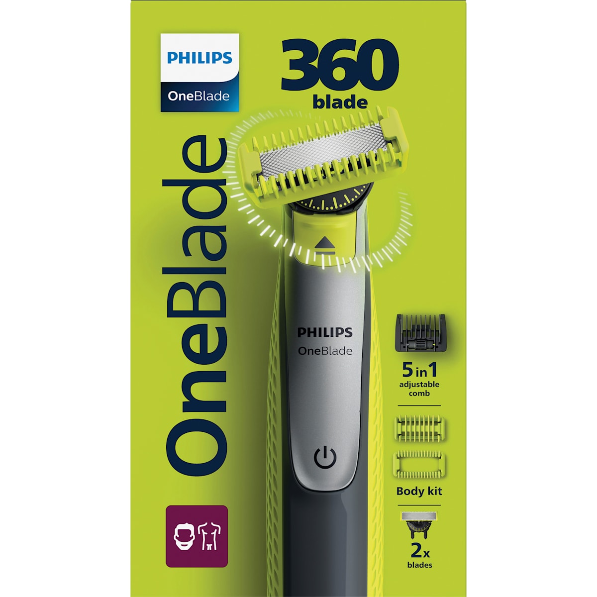 PHILIPS OneBlade Elektrische Scheermes, OneBlade 360 Face & Body QP2834/23, 1 St