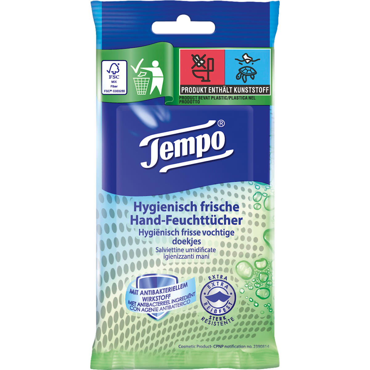 Tempo Handhygiene Doekjes, Reisformaat, 10 St