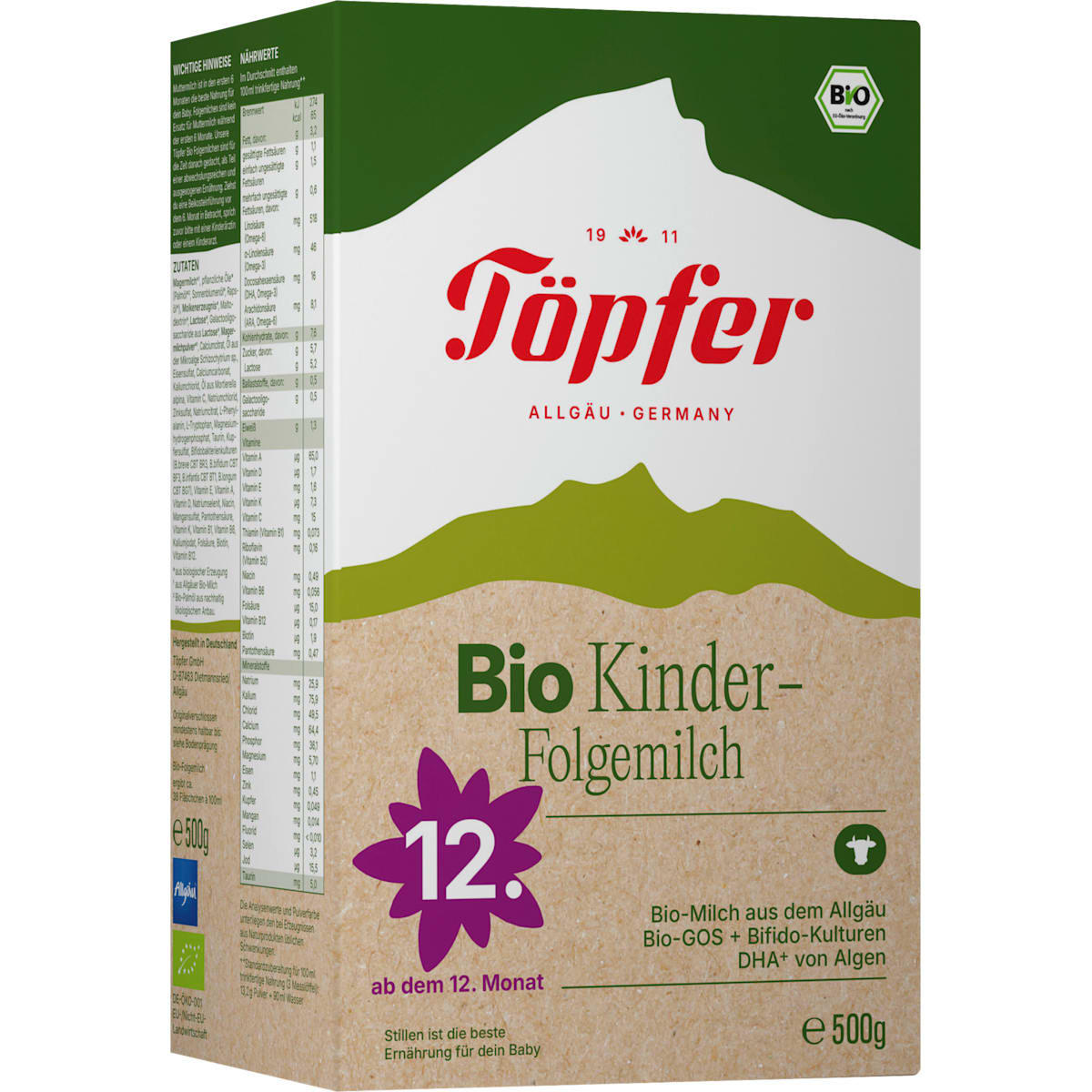 Töpfer Opvolgmelk Kinder vanaf 12 maanden, 500 g