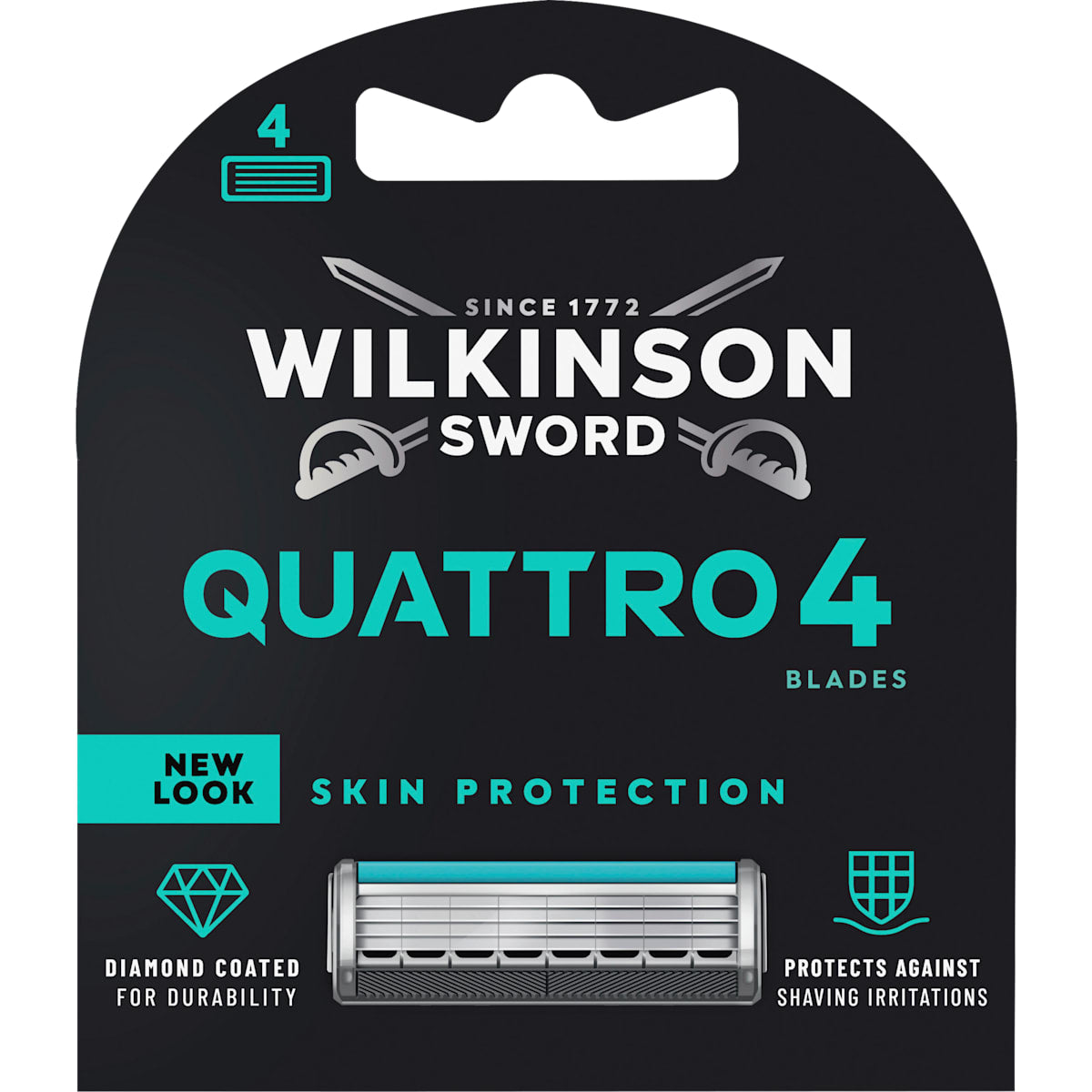 WILKINSON SWORD Quattro Titanium Sensitive Scheermesjes, 4 St
