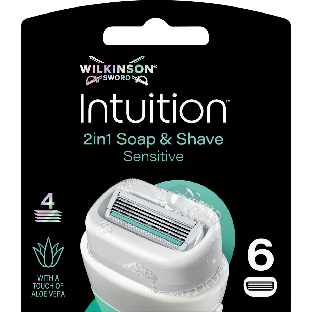 WILKINSON SWORD Scheermesjes, Intuition 2in1 Soap & Shave Sensitive, 6 St