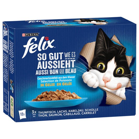 Purina Felix So gut wie es aussieht Geschmacksvielfalt aus dem Water in Gelei 12x85g