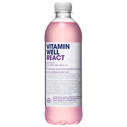 Vitamin Well React Koffein Drink Zwarte bes 0,5l