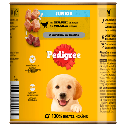 Pedigree Blik Junior Gevogelte & Reis Paté 800g