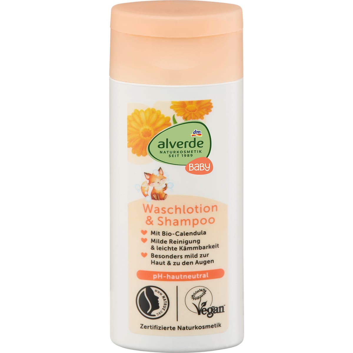 alverde BABY Baby Waslotion & Shampoo Calendula Reisformaat, 50 ml
