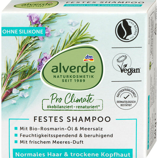 alverde Natuurcosmetica Vaste Shampoo Rozemarijn-Olie & Zeezout, 60 g