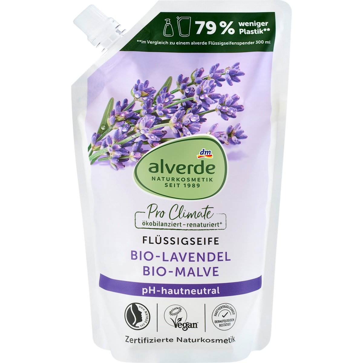 alverde Natuurcosmetica Vloeibare zeep Lavendel, Malve Navulverpakking, 500 ml