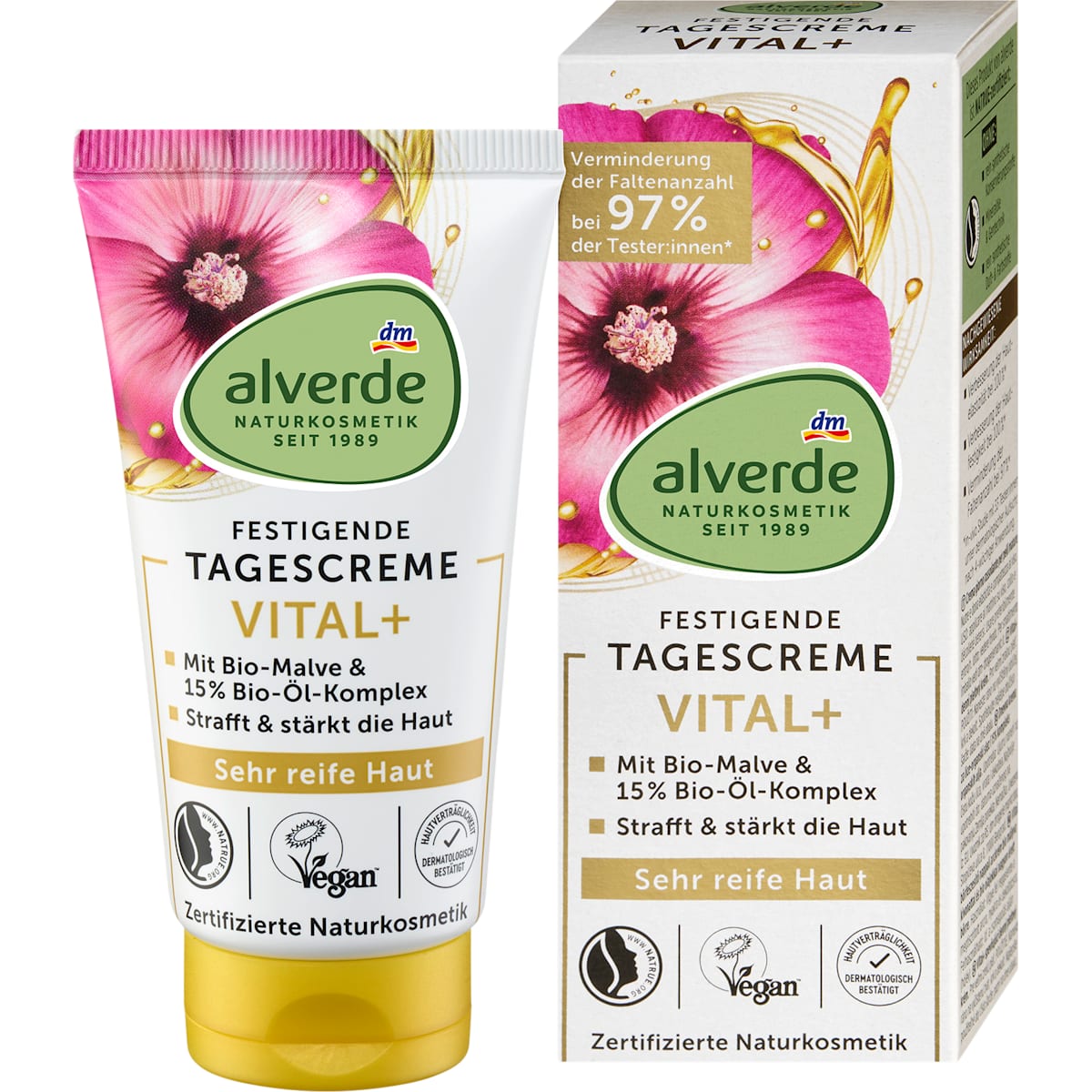 alverde Natuurcosmetica Gezichtscrème Vital+ Malve & Olie-Komplex, 50 ml