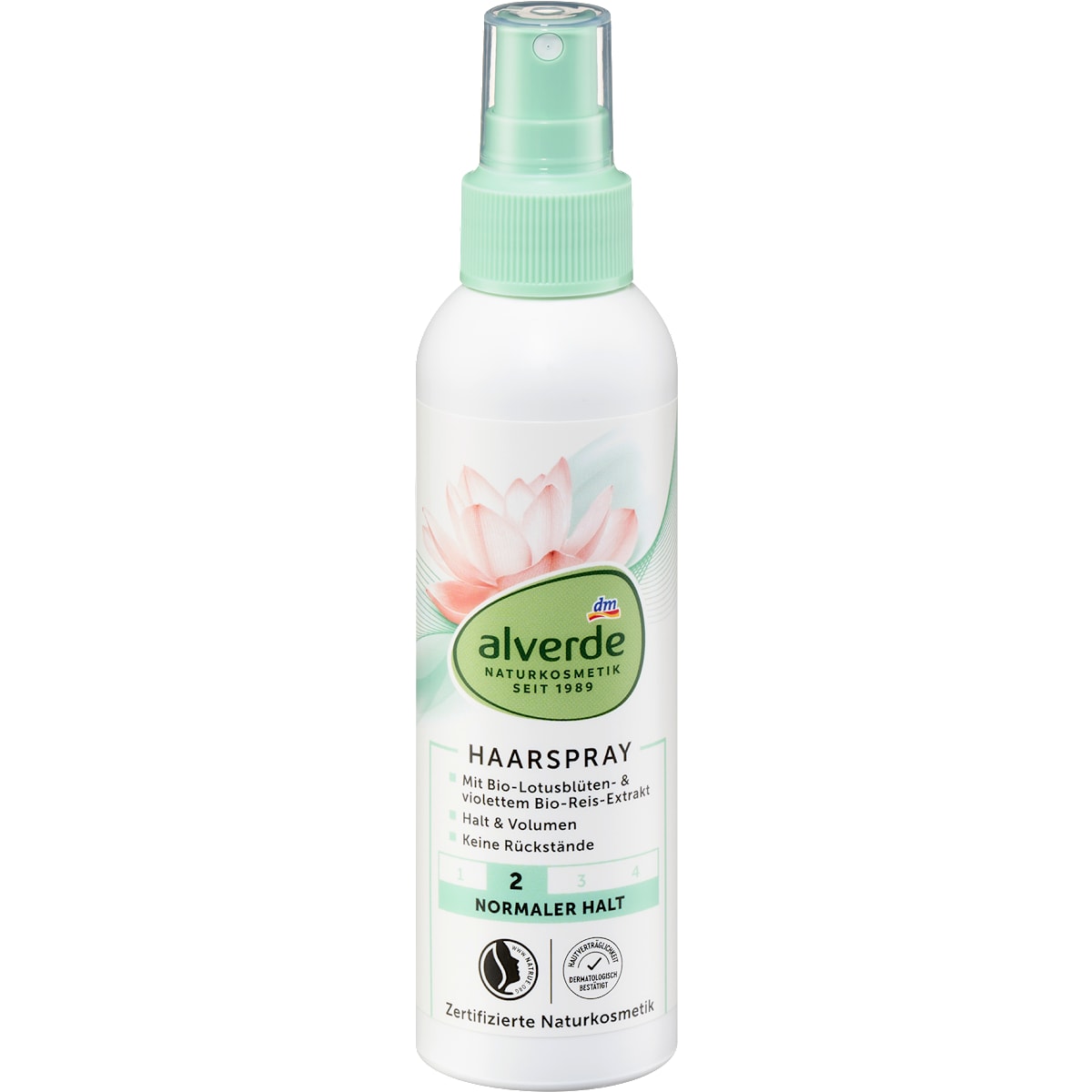 alverde Natuurcosmetica Haarlak met Lotusbloesem- & violettem Reisextrakt, 150 ml