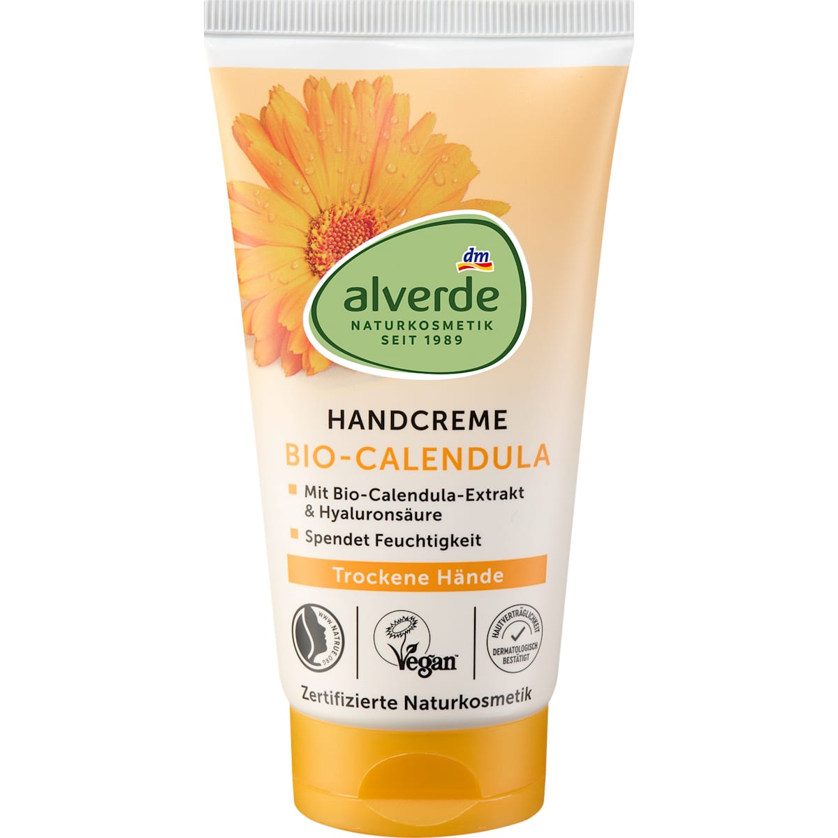 alverde Natuurcosmetica Hand- & Nagelcreme Calendula & Hyaluronzuur, 75 ml