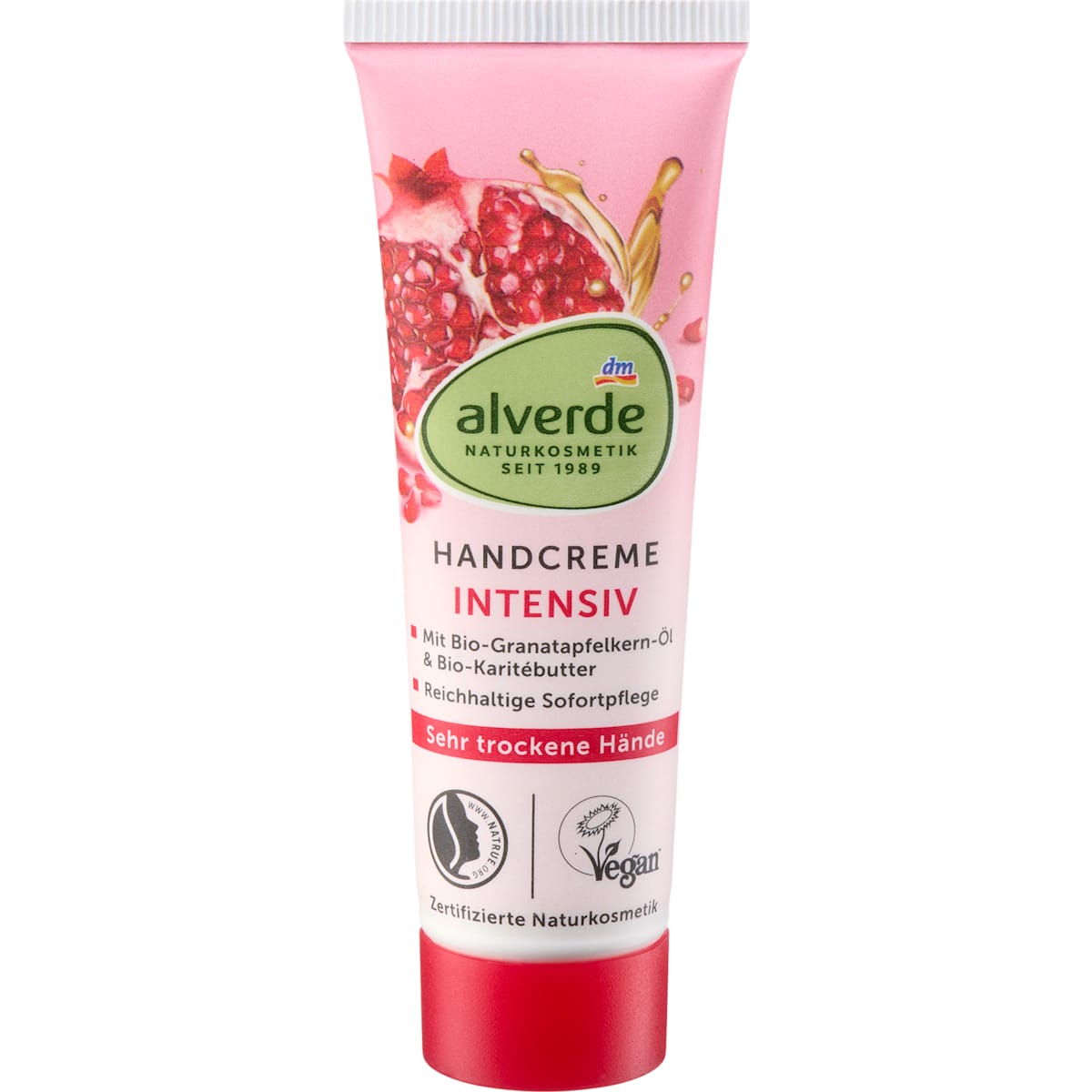 alverde Natuurcosmetica Handcrème Granaatappel & Karitébutter, Reisformaat, 30 ml