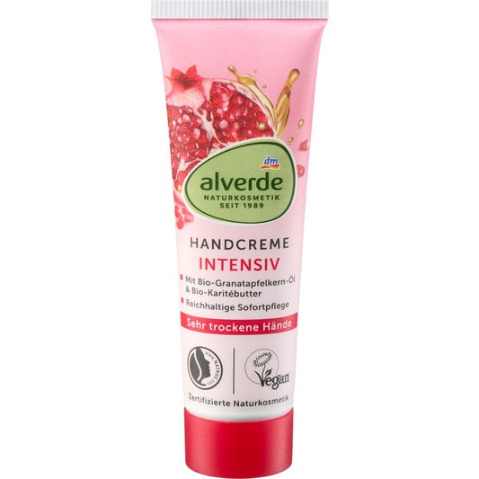 alverde Natuurcosmetica Handcrème Granaatappel & Karitébutter, Reisformaat, 30 ml