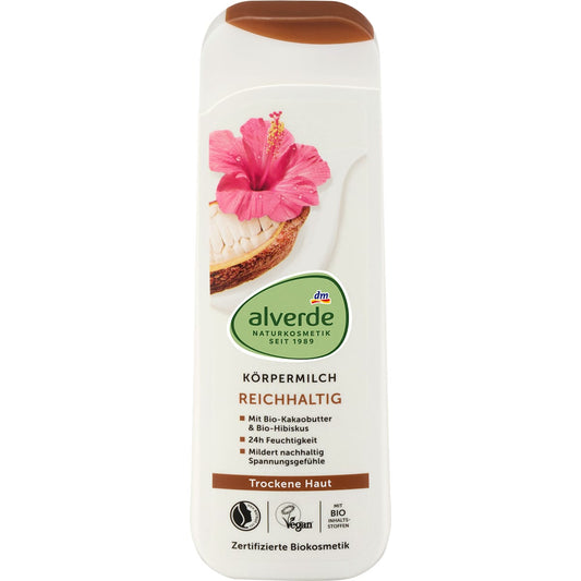 alverde Natuurcosmetica Lichaamsmelk Cacao Hibiskus, 250 ml