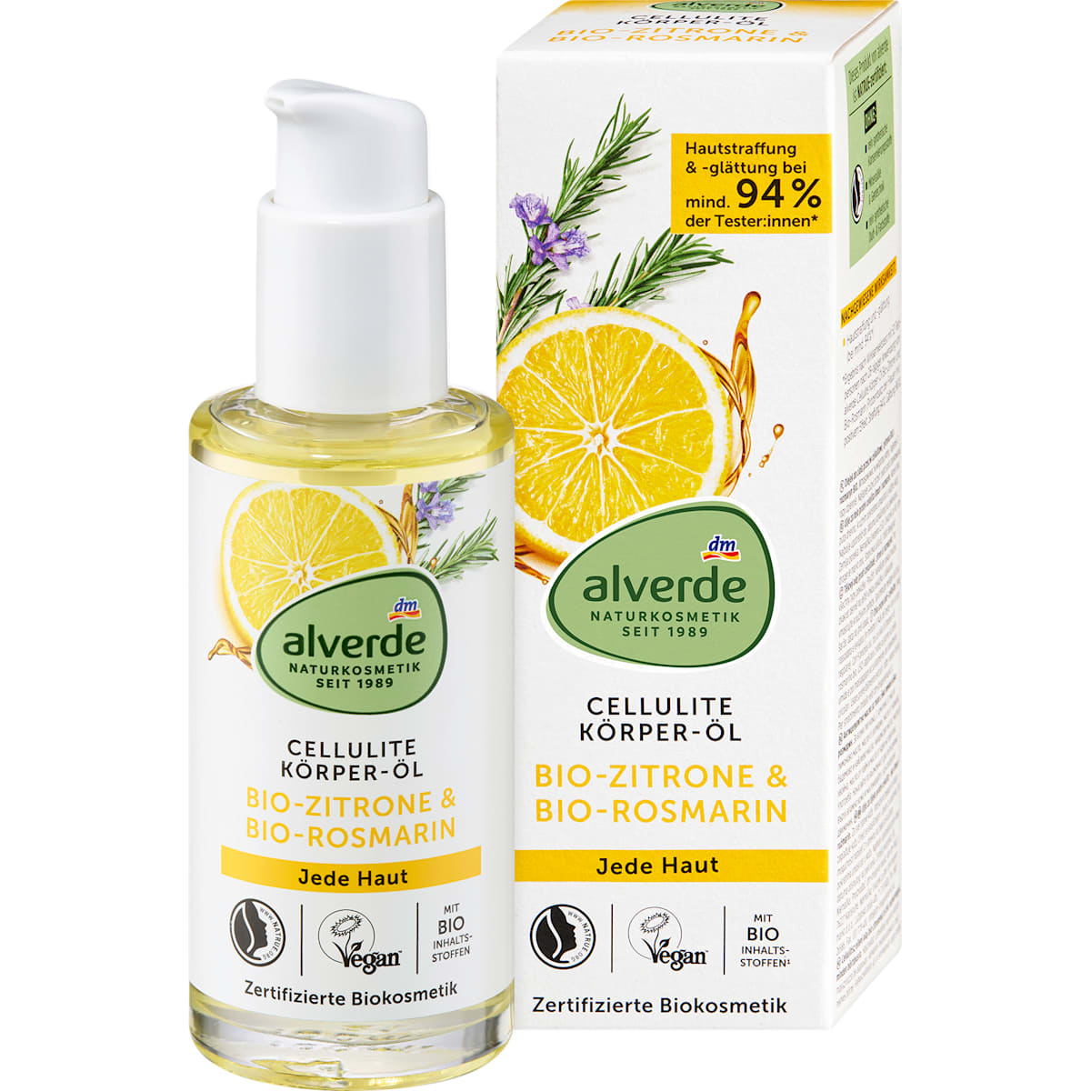 alverde Natuurcosmetica Lichaamsolie Cellulite Citroen & Rozemarijn, 100 ml