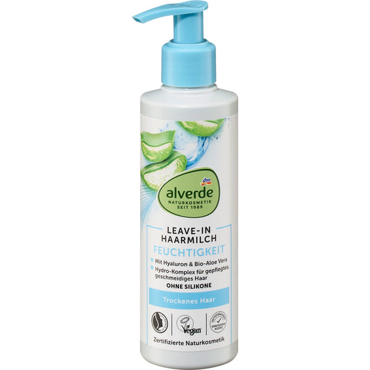 alverde Natuurcosmetica Leave-In Haarmelk Hydratatie Aloe Vera & Hyaluron, 200 ml