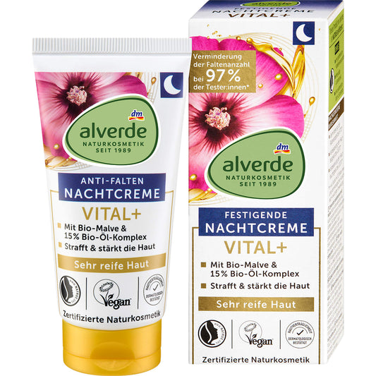 alverde Natuurcosmetica Nachcreme Anti-Falten Vital+ Oliecomplex, 50 ml